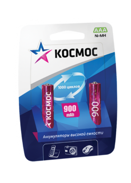 Аккумулятор NiMH КОСМОС ААА 1.2v HR03(900mAh)