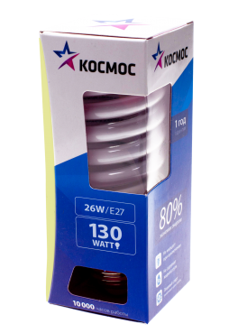 Энергосберегающая лампа КОСМОС тип SPC T2 26Вт 2700K E27