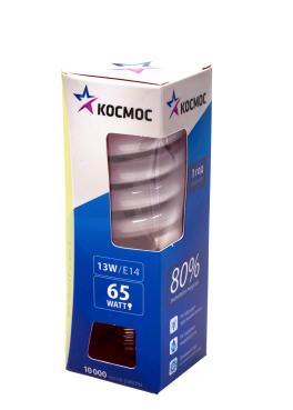 Энергосберегающая лампа КОСМОС тип SPC T2 13Вт 2700K E14