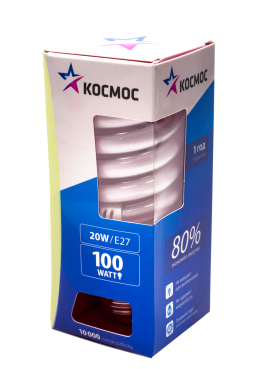 Энергосберегающая лампа КОСМОС тип SPC T2 20Вт 2700K E27