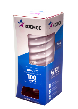 Энергосберегающая лампа КОСМОС тип SPC T2 20Вт 4000K E27